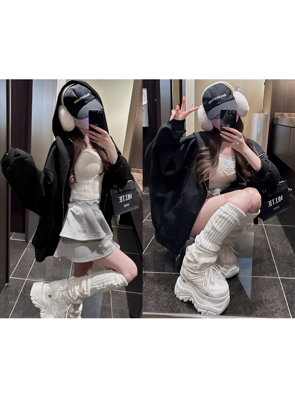 オーバーサイズダブルジップパーカー