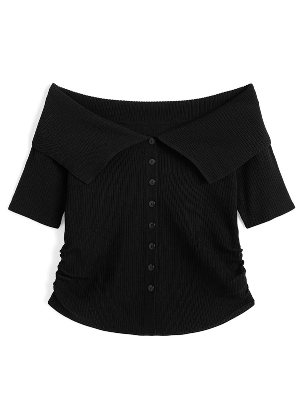 2Wayビッグカラーニットトップス[ru1652]