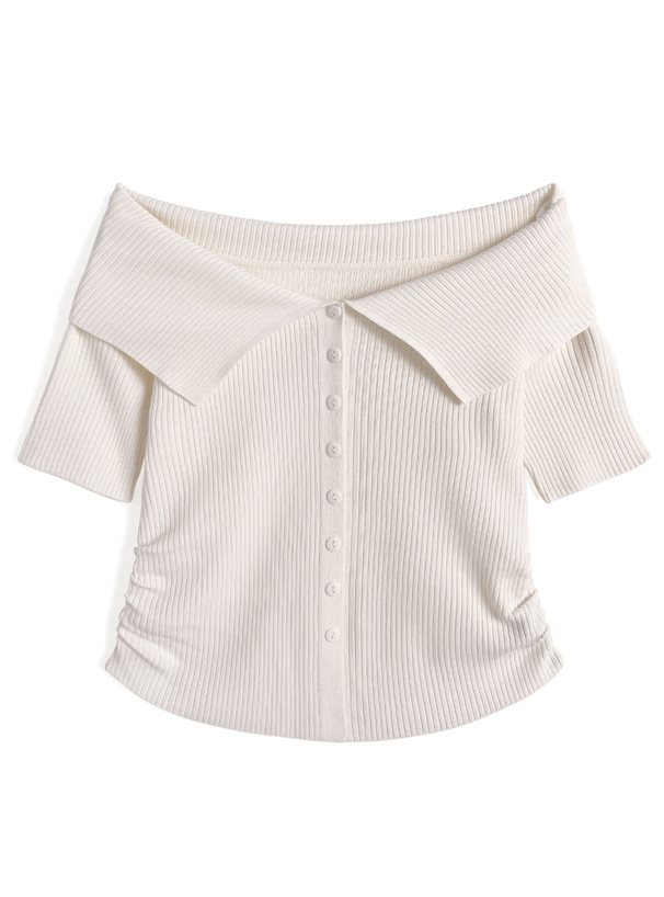 2Wayビッグカラーニットトップス