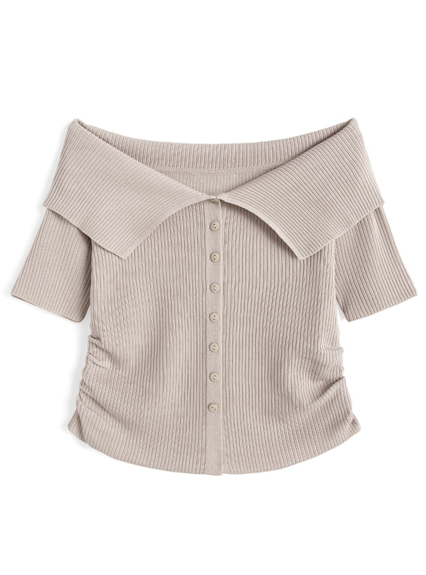 2Wayビッグカラーニットトップス