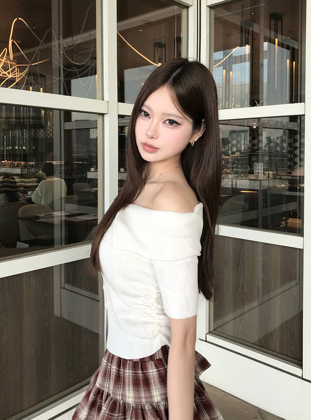 2Wayビッグカラーニットトップス