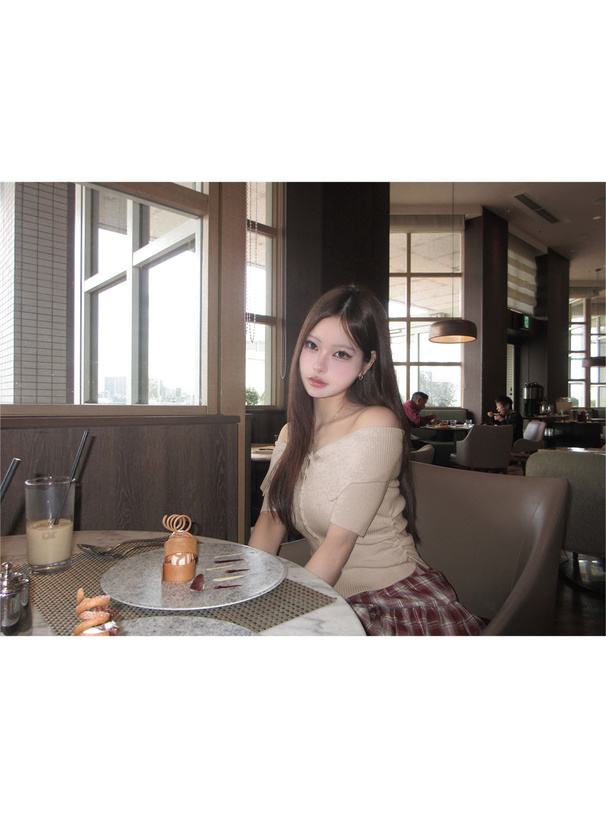 2Wayビッグカラーニットトップス