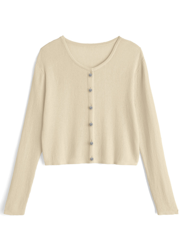 ビジューボタンシアーニットカーディガン