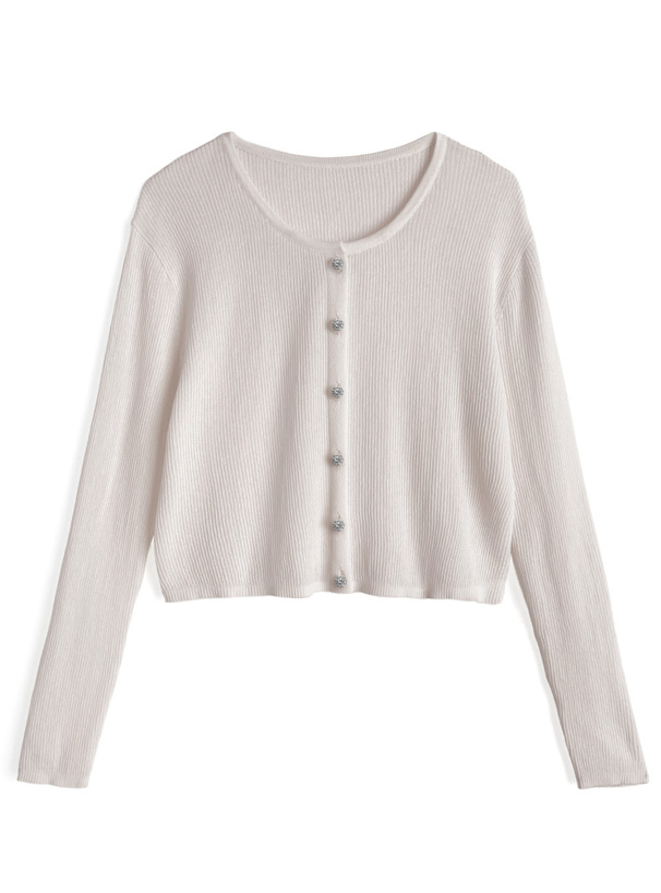 ビジューボタンシアーニットカーディガン