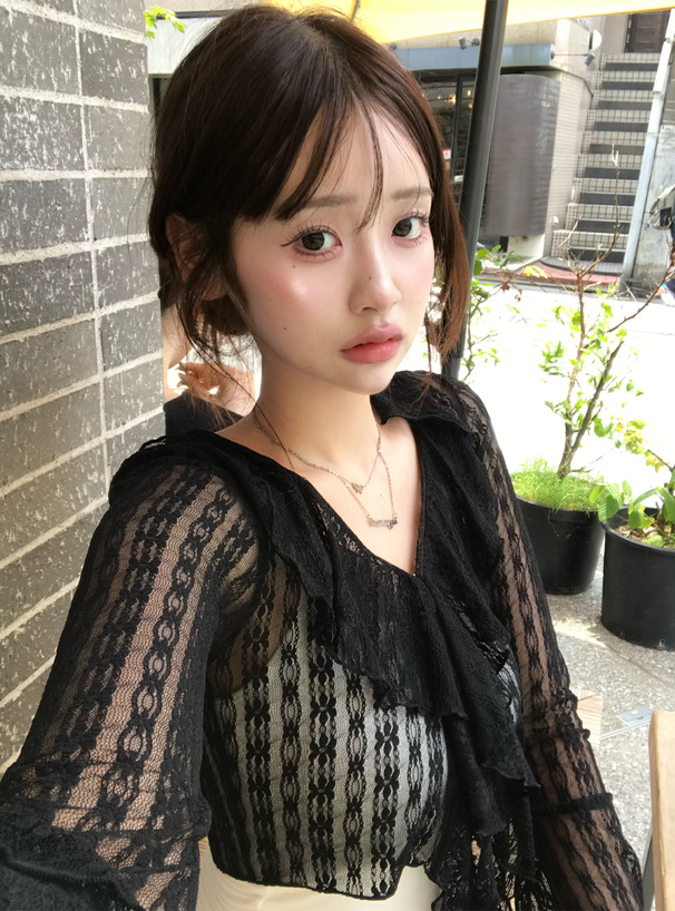 フリルレースカーディガン