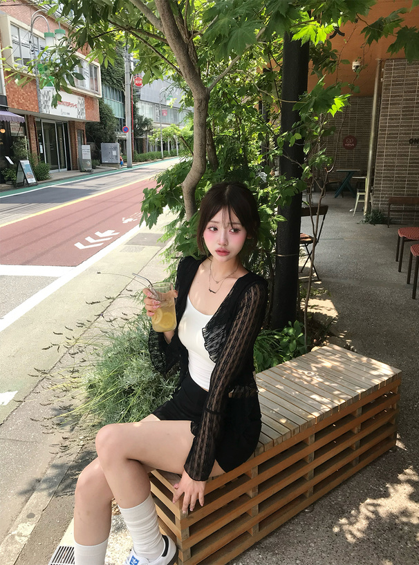フリルレースカーディガン