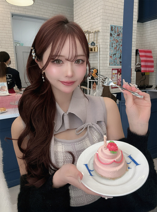 チェック柄フロントオープンリボンノースリーブニットトップス