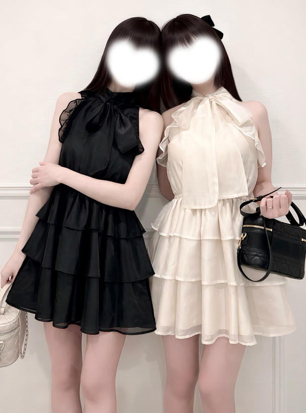 シアーアメスリティアードフリルミニワンピース