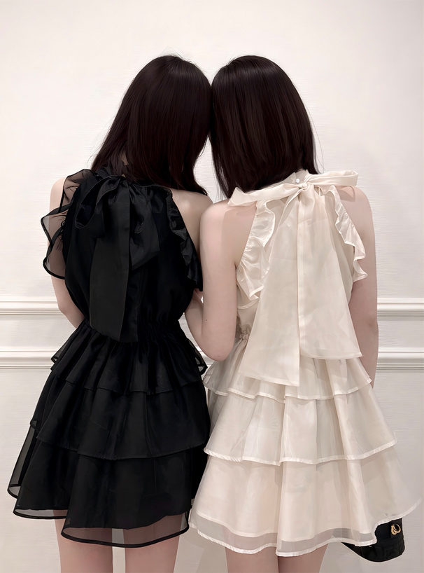 シアーアメスリティアードフリルミニワンピース