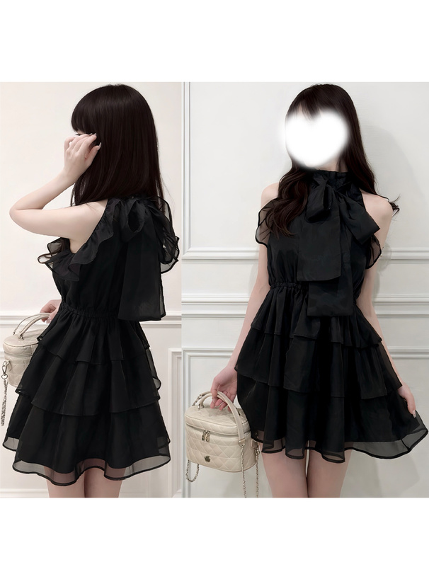 シアーアメスリティアードフリルミニワンピース