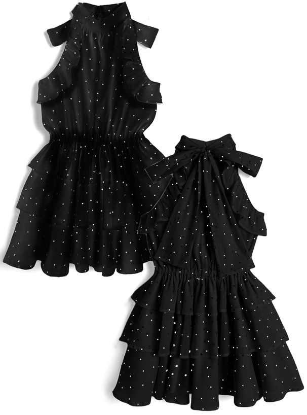 ドット柄アメスリティアードミニワンピース[ru1691]