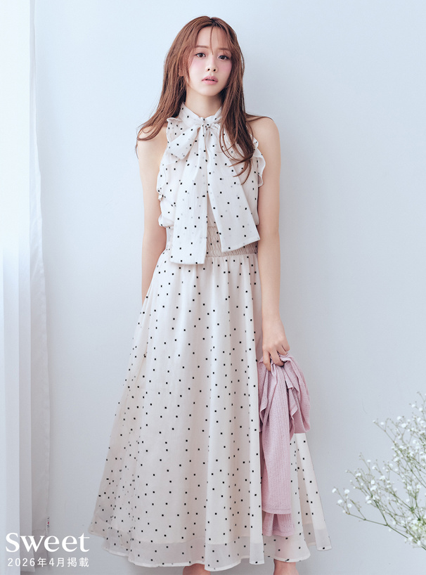 森香澄 ドット柄アメスリロングワンピース