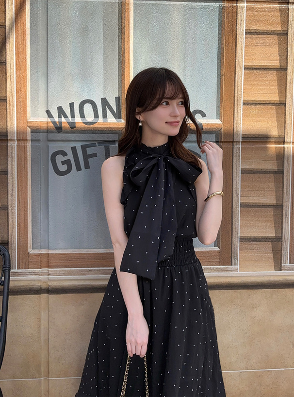 森香澄 ドット柄アメスリロングワンピース