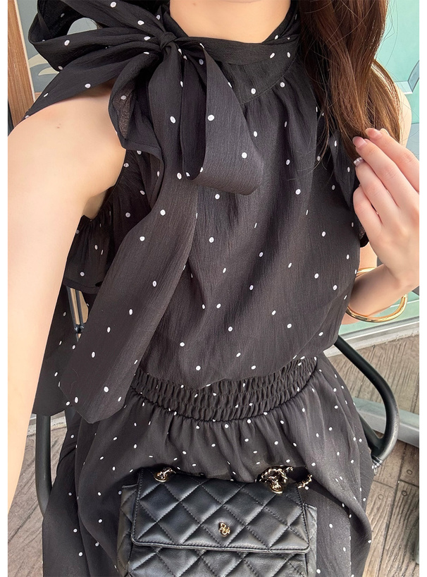 森香澄 ドット柄アメスリロングワンピース