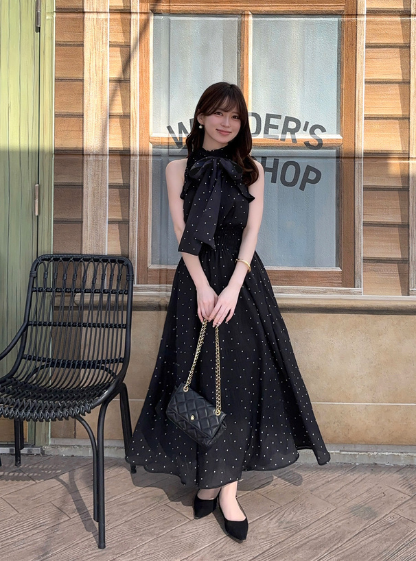 森香澄 ドット柄アメスリロングワンピース