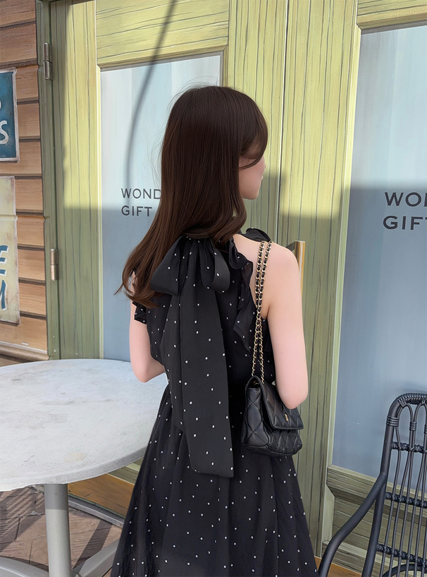 森香澄 ドット柄アメスリロングワンピース