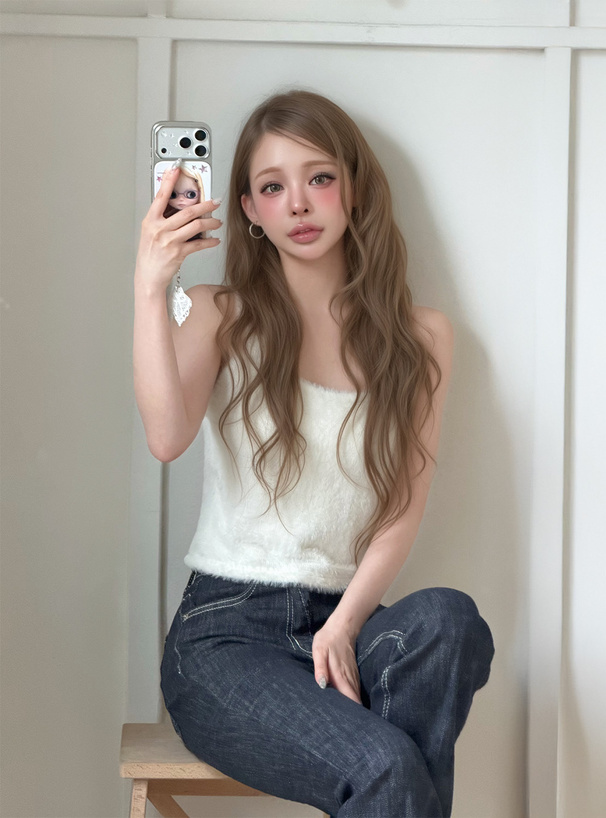 カップ付きシャギーキャミソール
