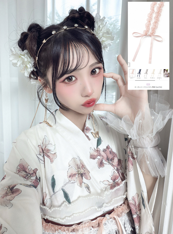 オーガンジーフリルリボン帯飾り