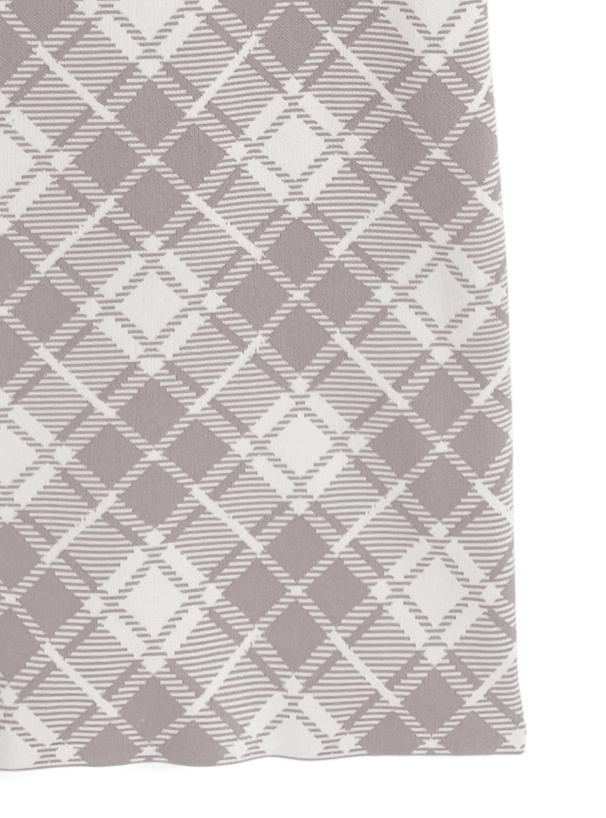 チェック柄ノースリーブニットタイトロングワンピース