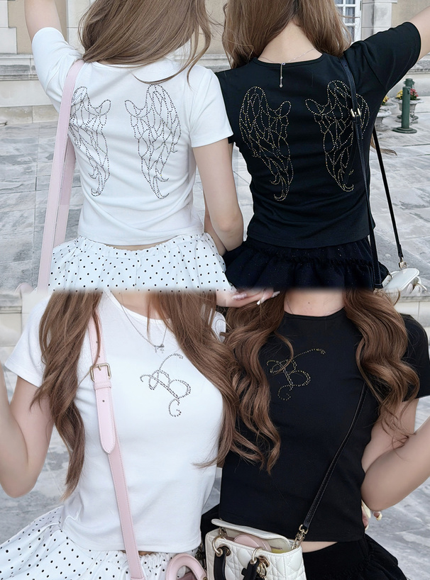 ラインストーンロゴTシャツ