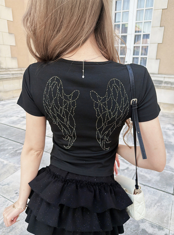 ラインストーンロゴTシャツ