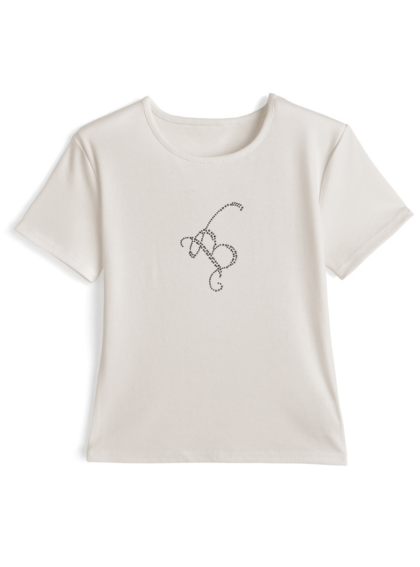 ラインストーンロゴTシャツ