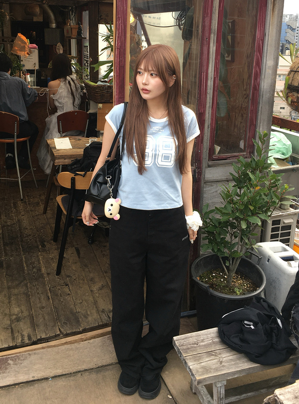 ナンバーロゴサイドラインラグラントップス