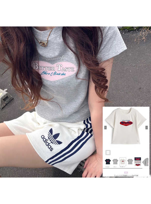 フェルトロゴ刺繍Tシャツ