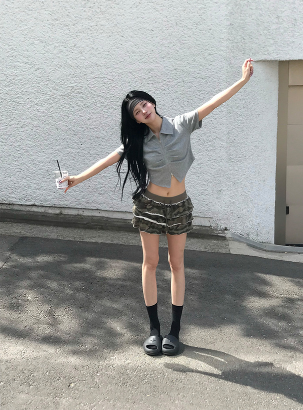 ギャザーダブルジップトップス