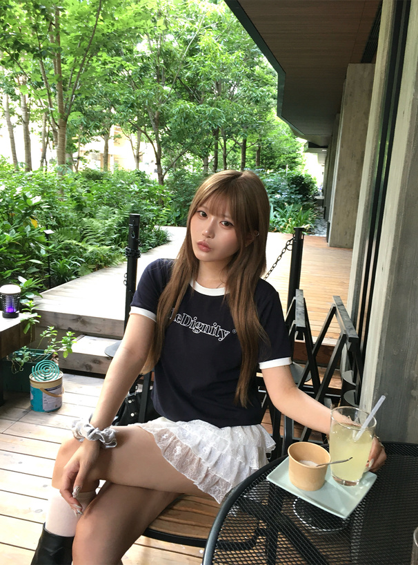 配色ロゴプリントTシャツ