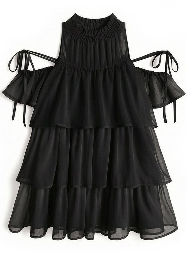 ショルダーオープンティアードフリルチュニック