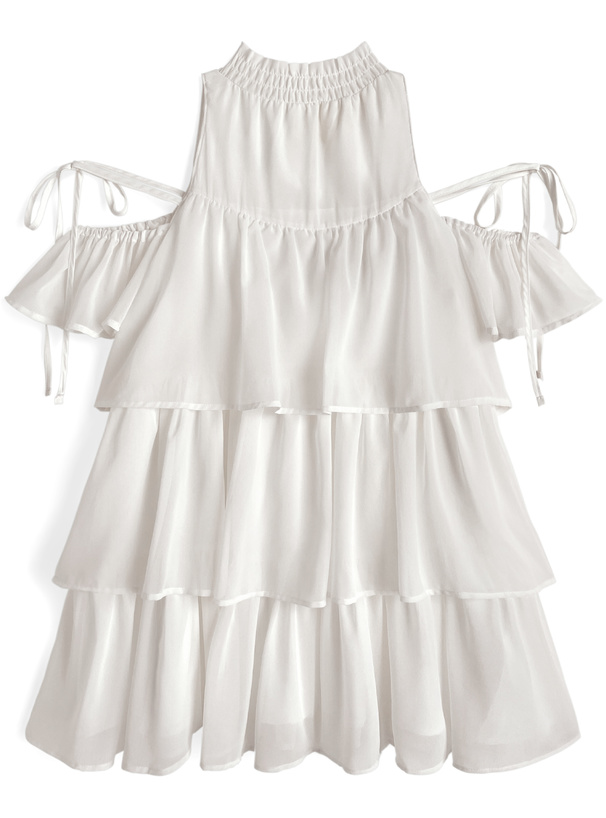 ショルダーオープンティアードフリルチュニック