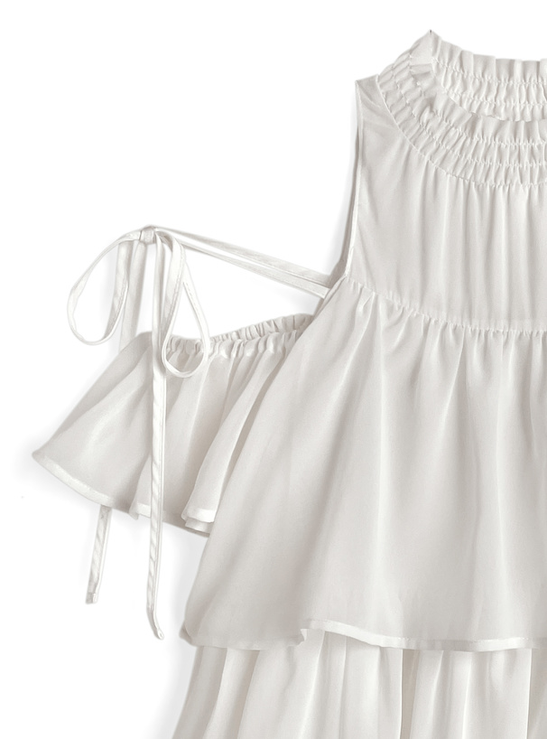 ショルダーオープンティアードフリルチュニック