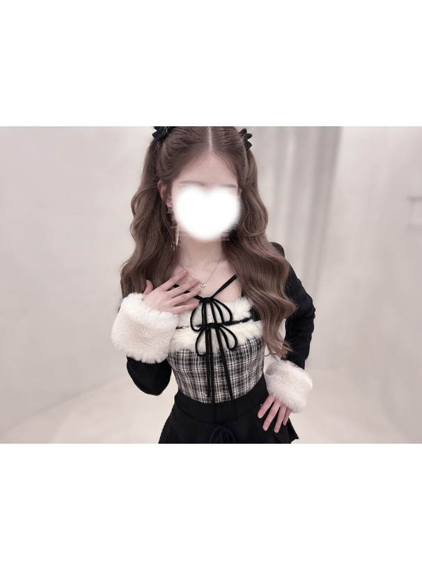 チェック柄レイヤード風ファートップス