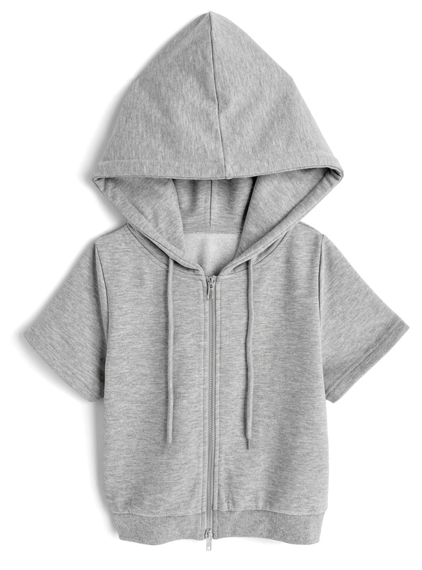 ショート丈ダブルジップパーカー×フレアパンツスウェットセットアップ