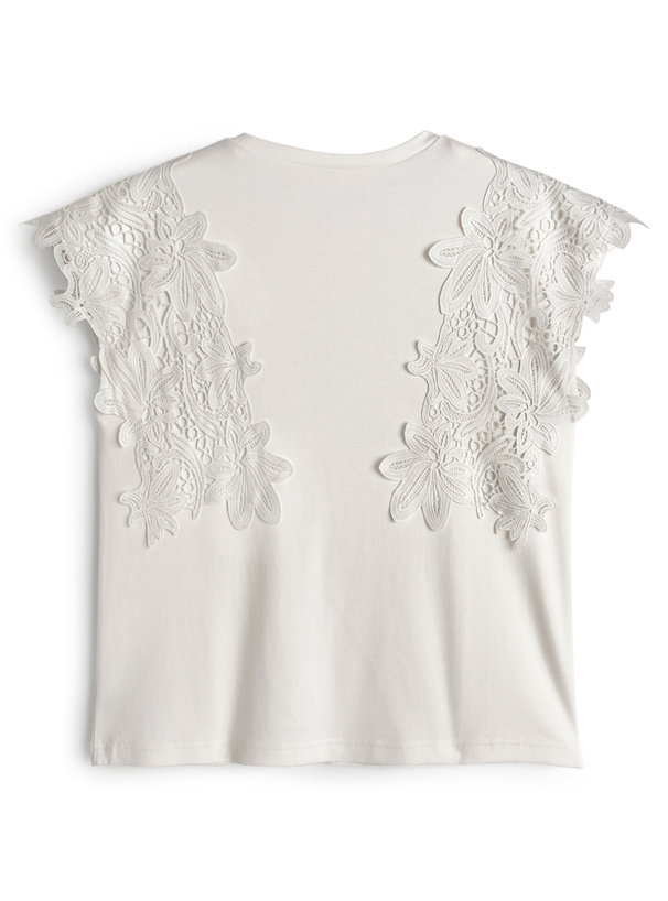 フラワーレースフレンチスリーブトップス