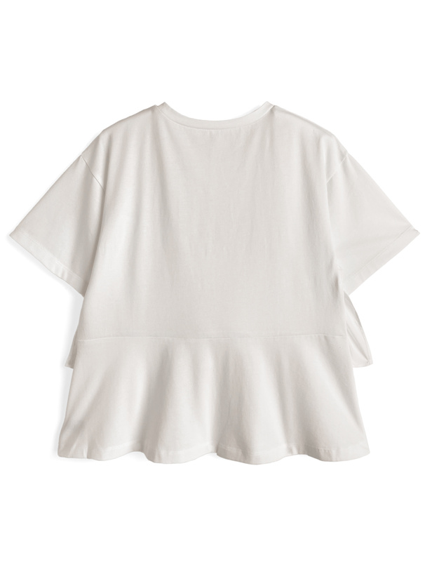 接触冷感アシンメトリーフリルTシャツ