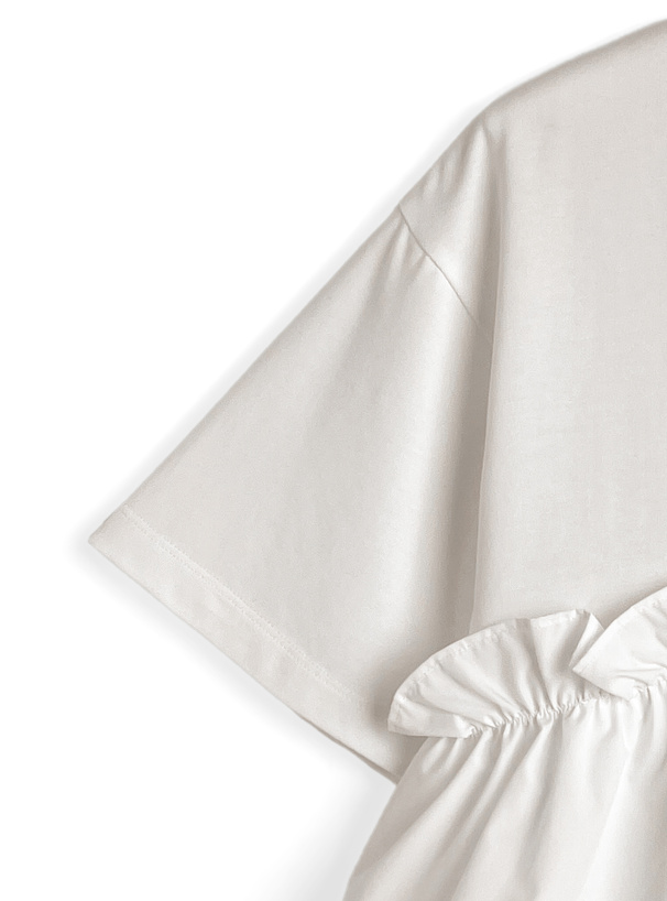 接触冷感アシンメトリーフリルTシャツ