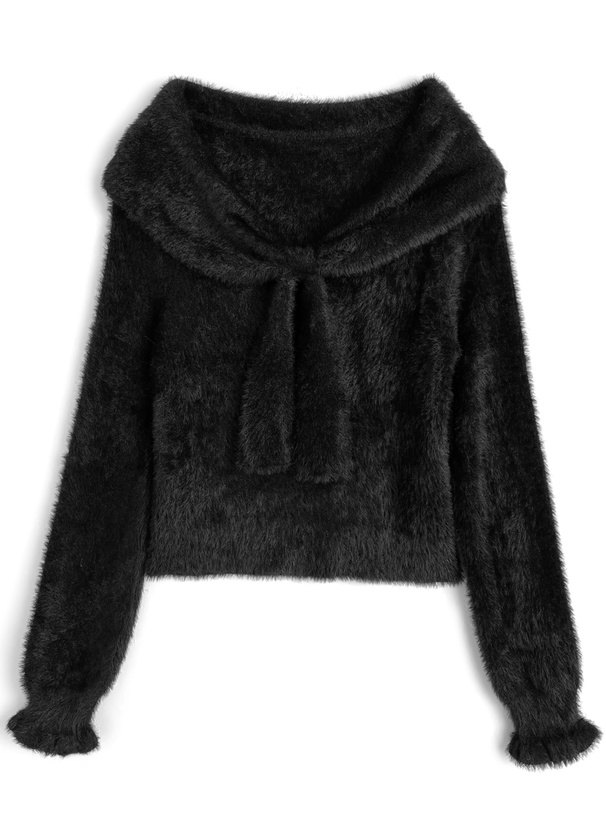リボンシャギーニットトップス