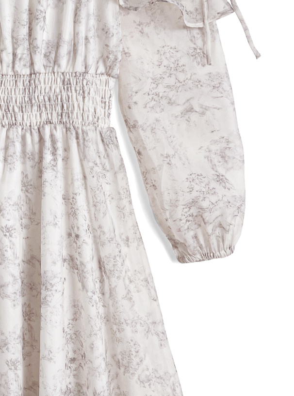 花柄ショルダーオープンリボンアメスリロングワンピース