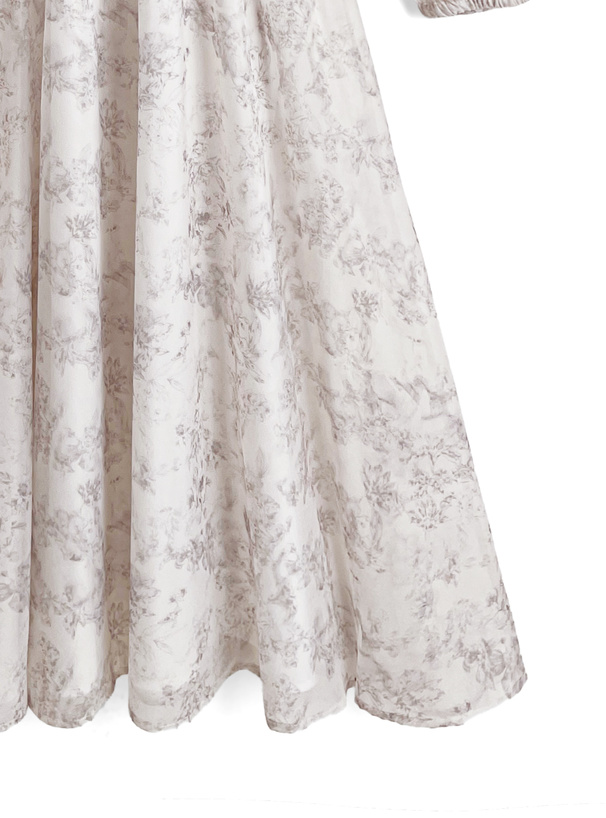 花柄ショルダーオープンリボンアメスリロングワンピース