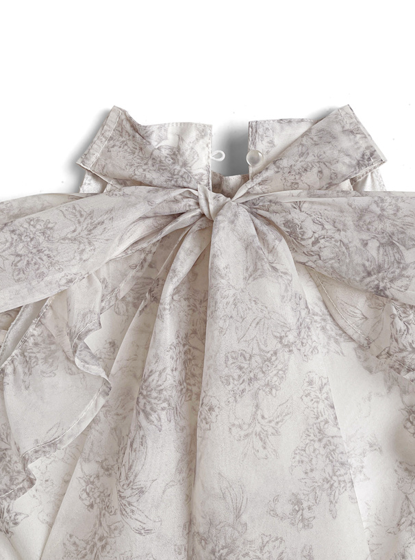 花柄ショルダーオープンリボンアメスリロングワンピース