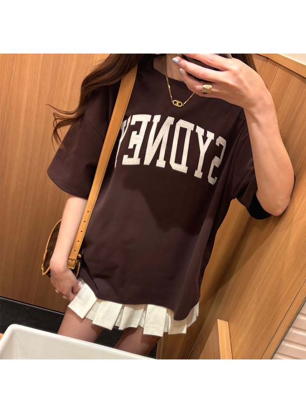 オーバーサイズロゴ刺繍Tシャツ