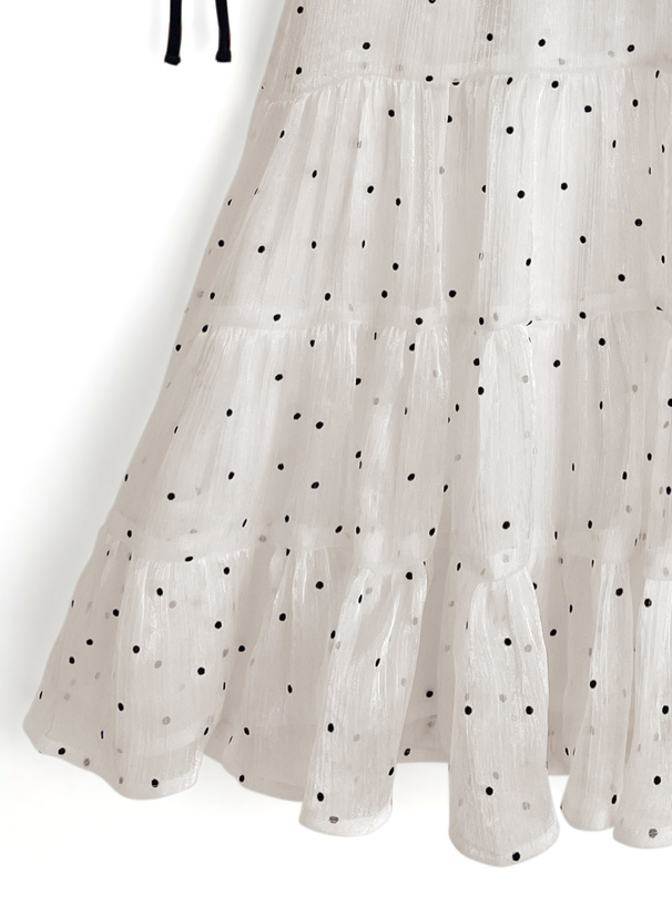 ドット柄リボンアメスリティアードミニワンピース