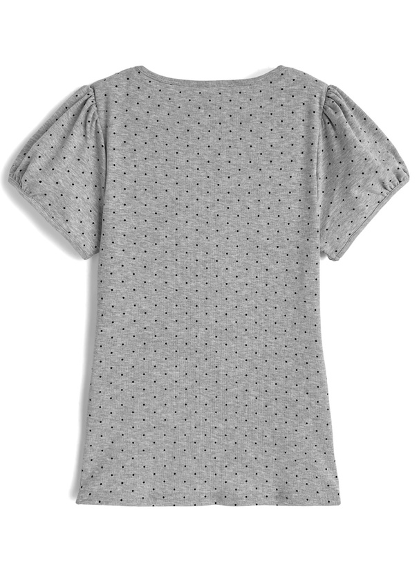 ドット柄ネックリボンギャザートップス