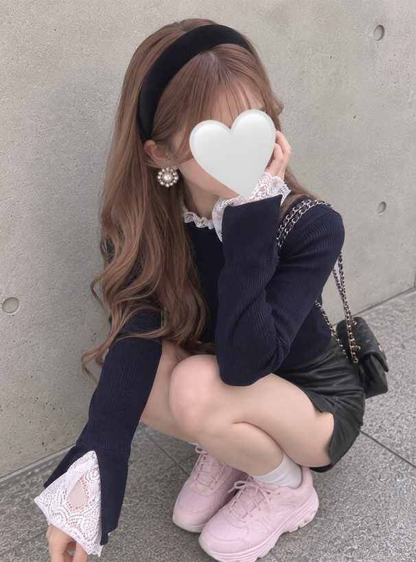 レースレイヤード風ハイネックリブニットトップス