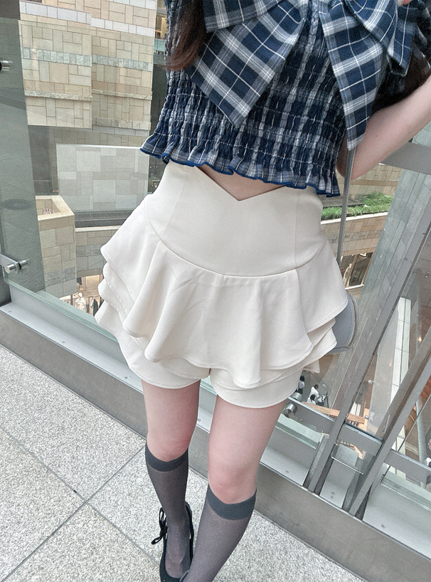 レイヤードミニスカートパンツ