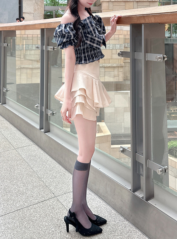 レイヤードミニスカートパンツ