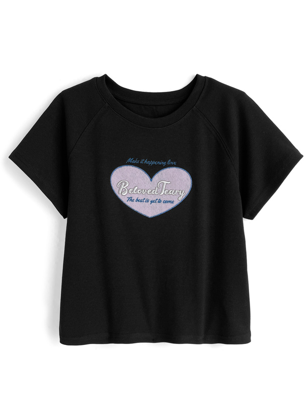フェルトロゴ刺繍ラグランTシャツ