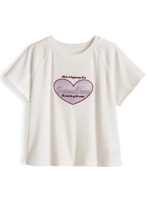 フェルトロゴ刺繍ラグランTシャツ